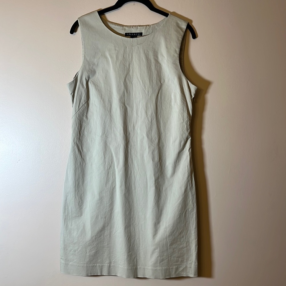 Theory Khaki Sleeveless Contemporary Solid Classic Casual Mini Dress- Size 12